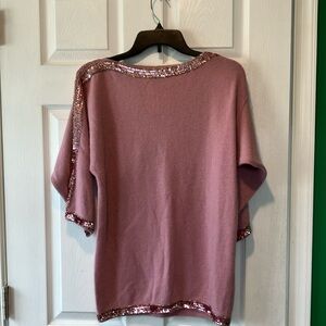 Ann Klein new with tags lambswool and angora pink/purple sequined sweater medium